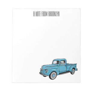 Classic pick up truck cartoon illustration notepad