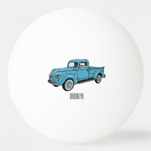 Classic pick up truck cartoon illustration ping pong ball