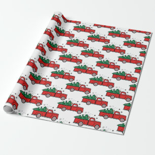 Classic Pick-Up Truck with Christmas Tree Wrapping Paper