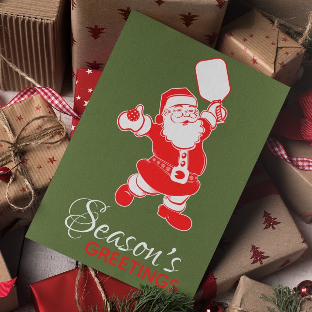 Classic Pickleball Santa Green Christmas Photo  Holiday Card (Creator Uploaded)