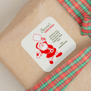 Classic Pickleball Santa White Christmas  Square Sticker