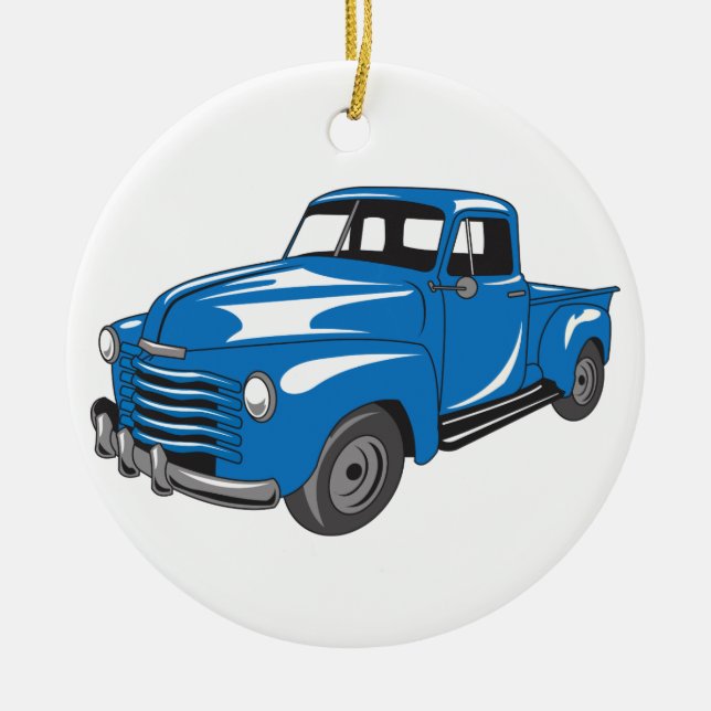 Classic Pickup Truck Ceramic Tree Decoration (Front)
