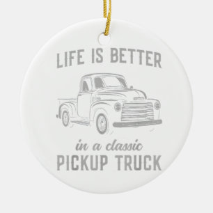 Classic Pickup Truck Guy Vintage Ceramic Tree Decoration