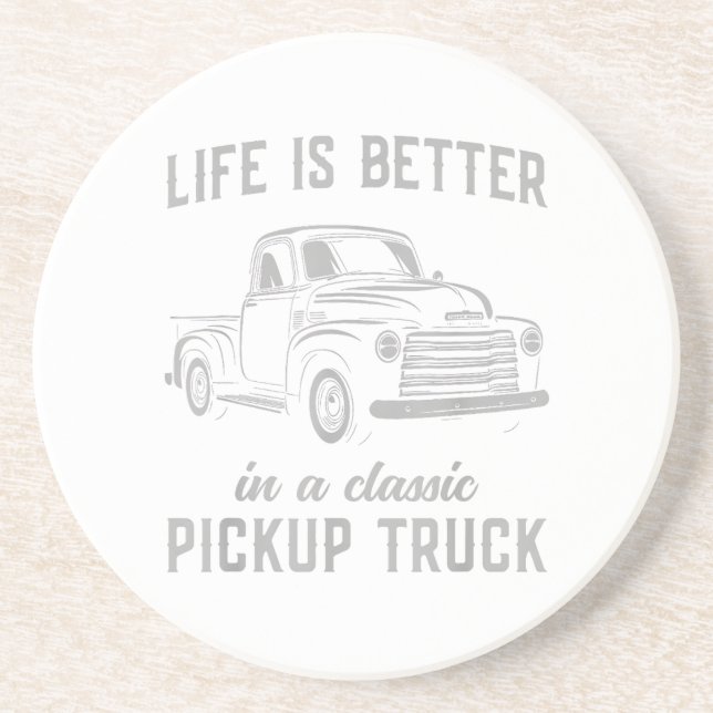 Classic Pickup Truck Guy Vintage Coaster (Front)