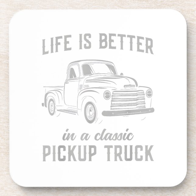 Classic Pickup Truck Guy Vintage Coaster (Front)