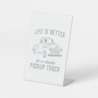 Classic Pickup Truck Guy Vintage Pedestal Sign