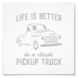 Classic Pickup Truck Guy Vintage Photo Print