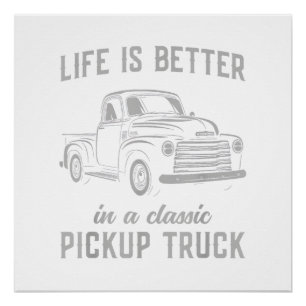 Classic Pickup Truck Guy Vintage Poster