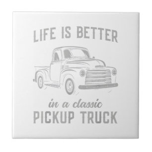 Classic Pickup Truck Guy Vintage Tile