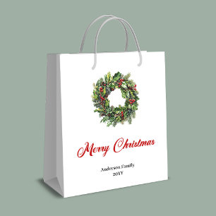 Classic pine wreath gift bag personalized for you