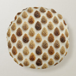 Classic Pinecone Winter Pattern Round Cushion