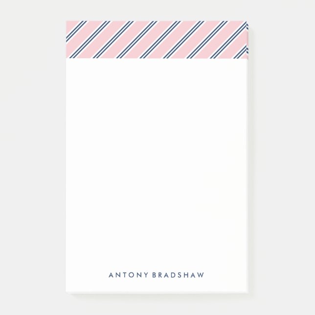 Classic Pink and Blue Stripes Post-it Notes (Front)