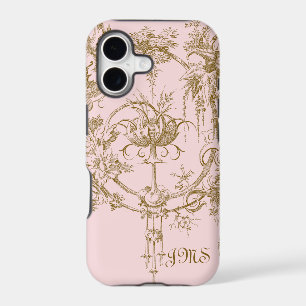 Classic Pink and Brown Toile Pattern