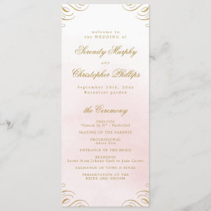 Classic pink and gold Calligraphy Wedding Program Menu