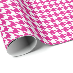 Classic Pink and White Houndstooth Pattern Wrapping Paper