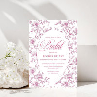 Classic Pink and White Roses Toile Bridal Shower