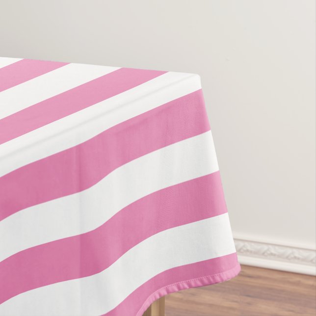 Classic Pink and White Stripes Tablecloth (In Situ)