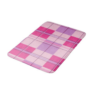 Classic Pink Berry Plaid Aesthetic Bath Mat