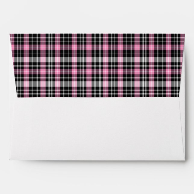 Classic pink black white plaid pattern envelopes (Back (Top Flap))
