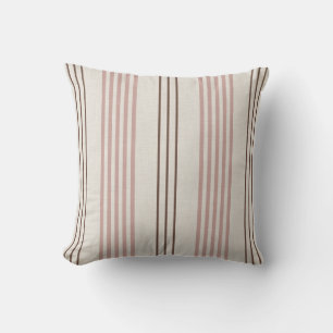 Classic Pink Brown Ticking Stripe Pattern Cushion