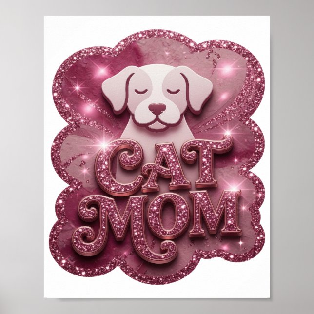 Classic Pink CAT MOM Poster (Front)