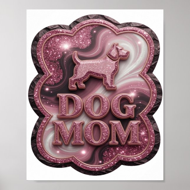 Classic Pink DOG MOM Poster (Front)