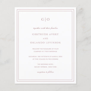 Classic Pink Elegant Budget Wedding Invitation