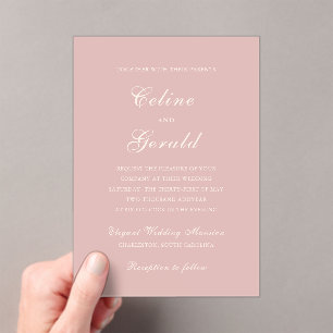 Classic Pink Elegant Wedding Acrylic Invitations