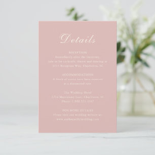 Classic Pink Elegant Wedding Enclosure Card