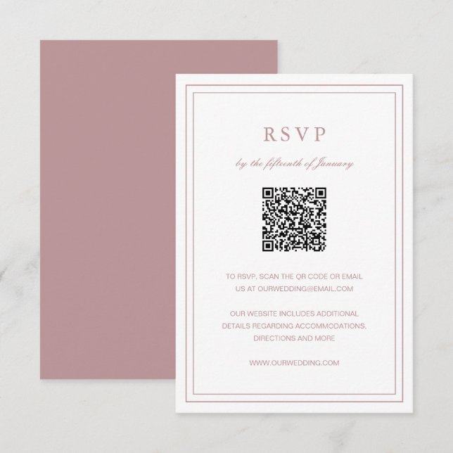 Classic Pink Elegant Wedding RSVP Card (Front/Back)