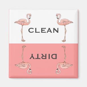 Classic Pink Flamingo Clean Dirty Dishwasher Magnet