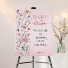 Classic Pink Floral Baby Shower Welcome Sign