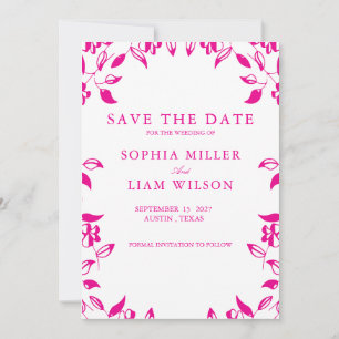 Classic Pink Floral Save the Date Invitation