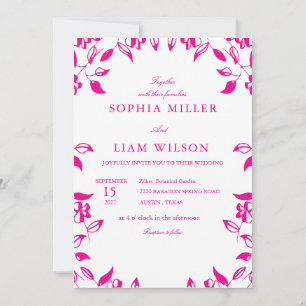 Classic Pink Floral  Wedding Invitation