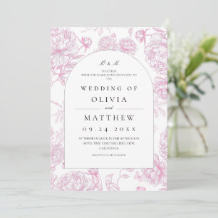 Classic Pink French Floral Wedding Invitation