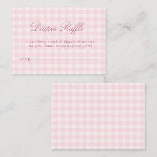 Classic Pink Gingham Baby Shower Diaper Raffle Enclosure Card