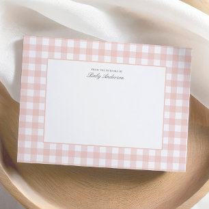 Classic Pink Gingham Baby Shower Thank You Card