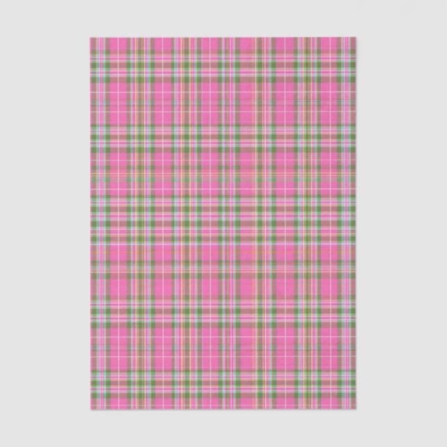 Classic Pink & Green Tartan Plaid Tissue Paper (Front)