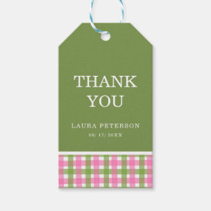 Classic Pink Green Thank You Family Party Gift Tags