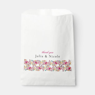 Classic Pink Green Yellow Floral Swan Bird Wedding Favour Bags