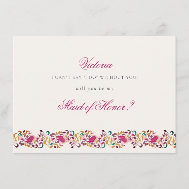 Classic Pink Green Yellow Floral Swan Bird Wedding Menu (Front)