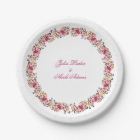 Classic Pink Green Yellow Floral Swan Bird Wedding