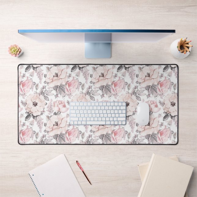 Classic Pink & Grey Pattern Desk Mat (Office 1)
