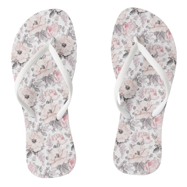 Classic Pink & Grey Pattern Jandals (Footbed)