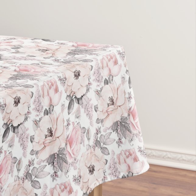 Classic Pink & Grey Pattern Tablecloth (In Situ)