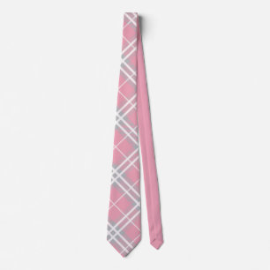 Classic Pink & Grey Tartan Plaid Tie