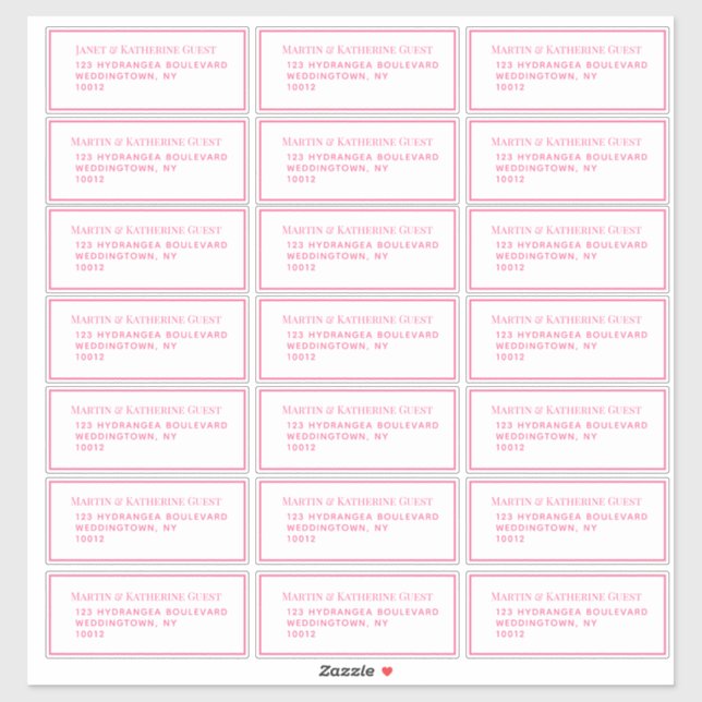 Classic Pink Guest Mailing Labels 21 Per Sheet (Sheet)