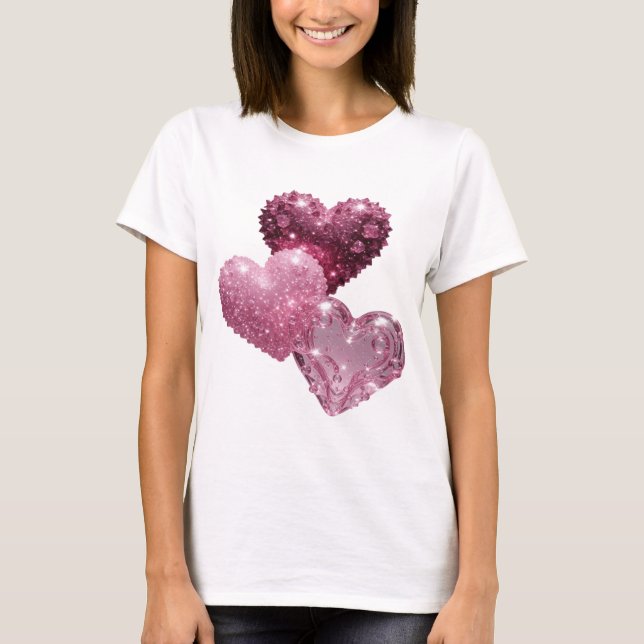 Classic Pink HEARTS OF GLITTER Graphic Tee (Front)