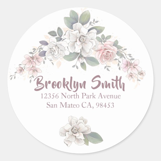 Classic Pink & Ivory Roses Floral Envelope Seal (Front)