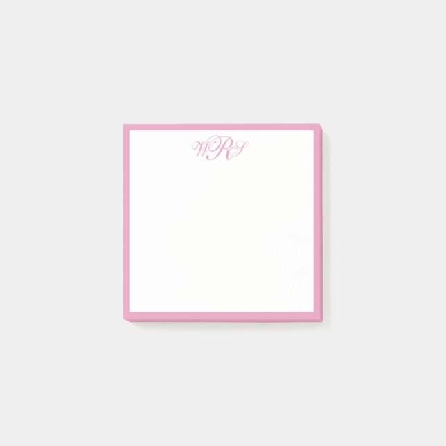 Classic Pink Monogram Post-it Notes (Front)